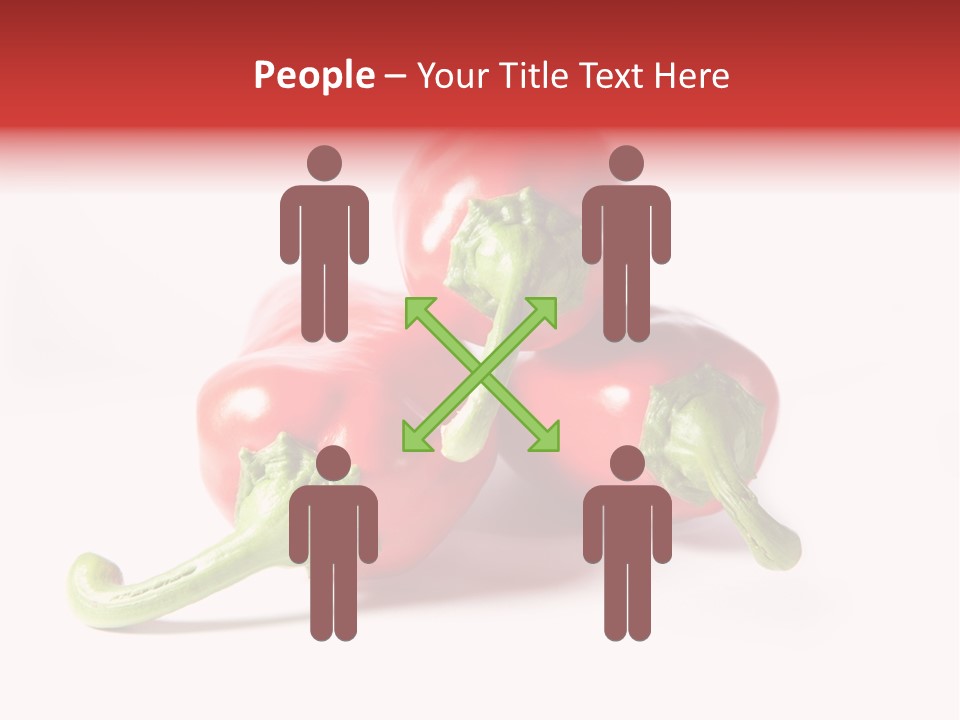 Three Red Peppers With Green Leaves On A White Background PowerPoint Template