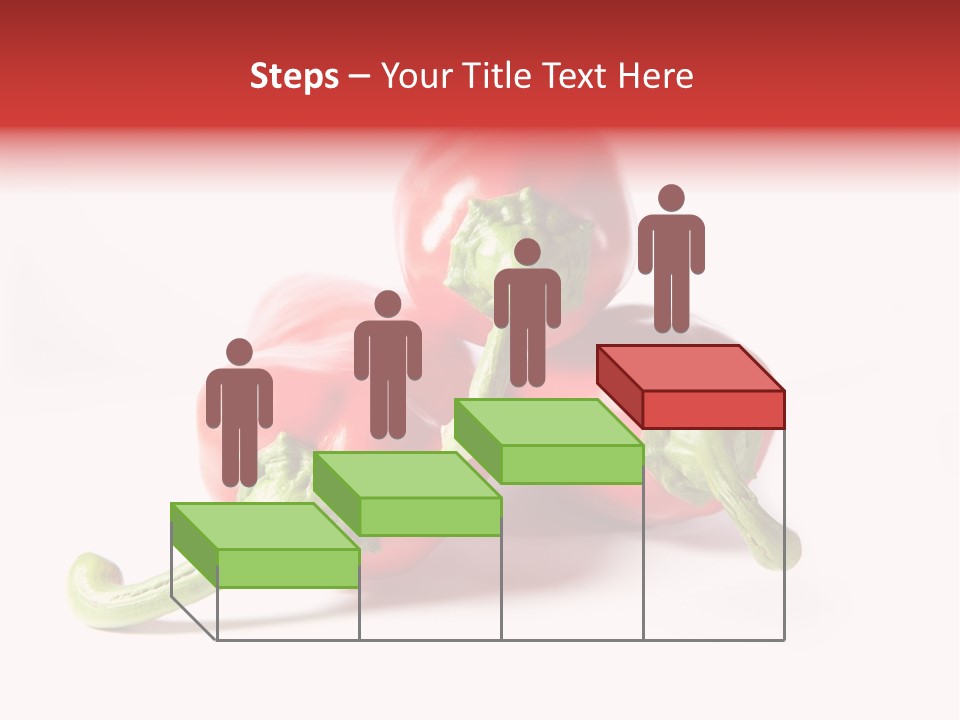 Three Red Peppers With Green Leaves On A White Background PowerPoint Template