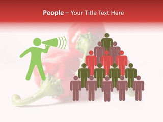 Three Red Peppers With Green Leaves On A White Background PowerPoint Template