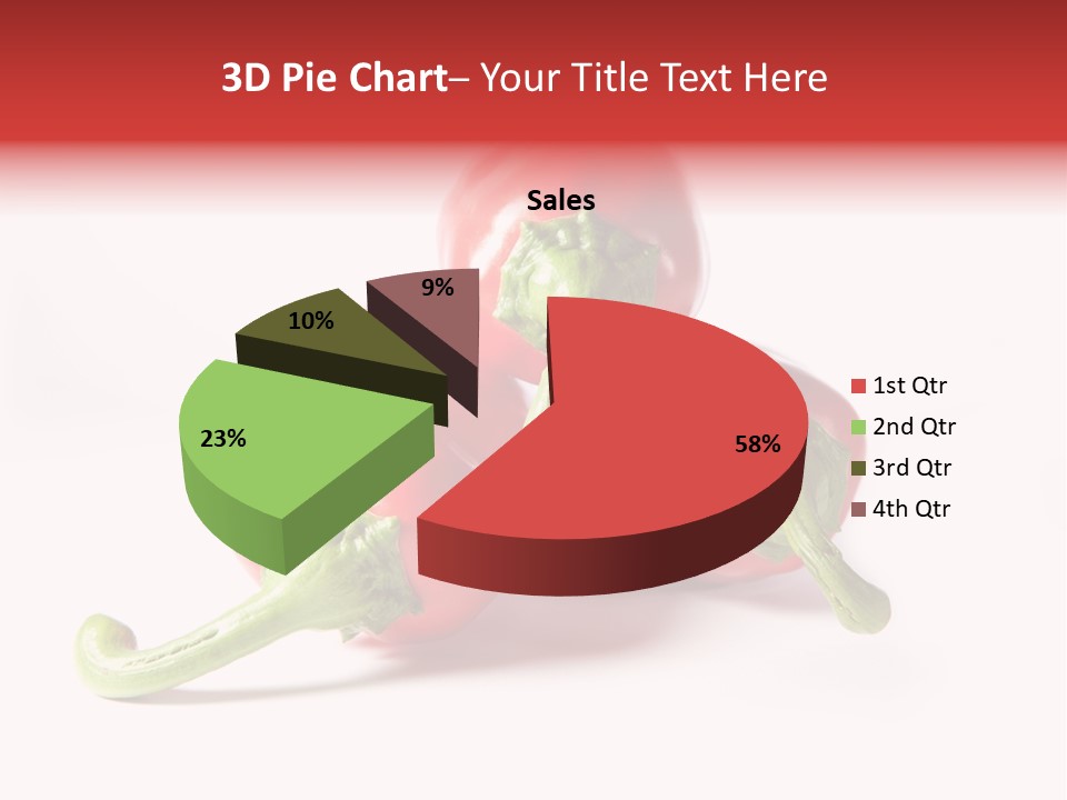 Three Red Peppers With Green Leaves On A White Background PowerPoint Template