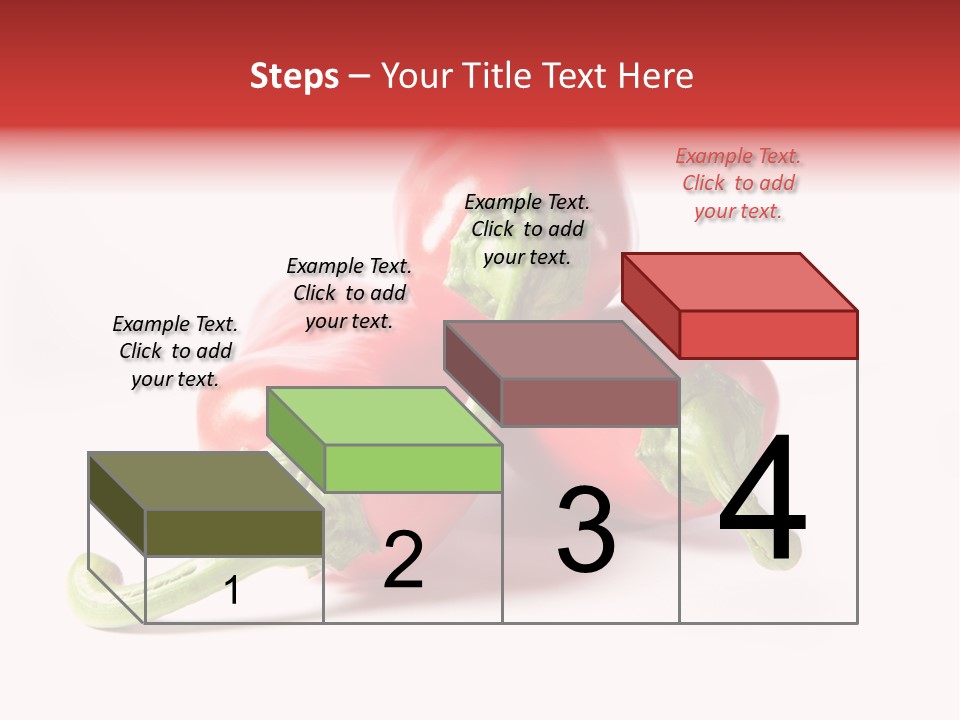Three Red Peppers With Green Leaves On A White Background PowerPoint Template
