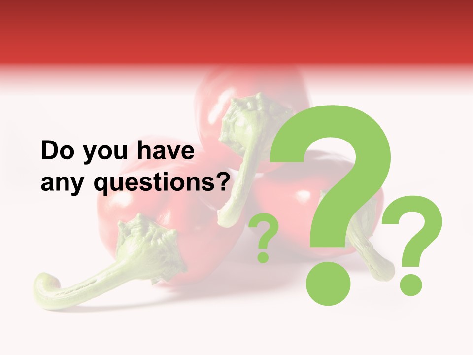 Three Red Peppers With Green Leaves On A White Background PowerPoint Template