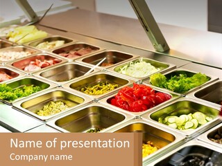 A Buffet Table With Many Trays Of Food PowerPoint Template