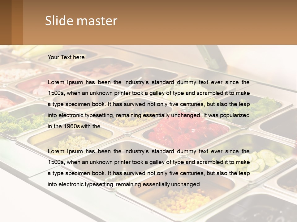 A Buffet Table With Many Trays Of Food PowerPoint Template