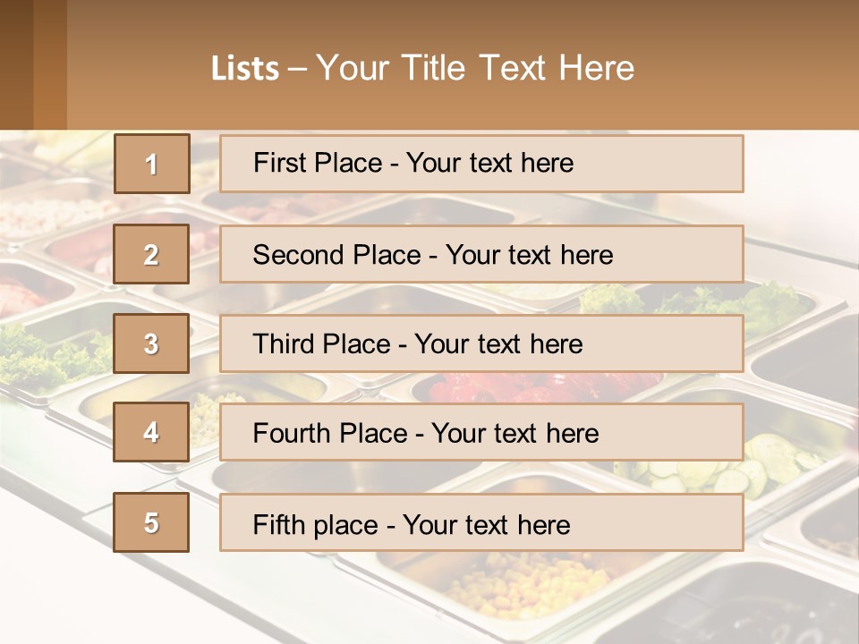 A Buffet Table With Many Trays Of Food PowerPoint Template