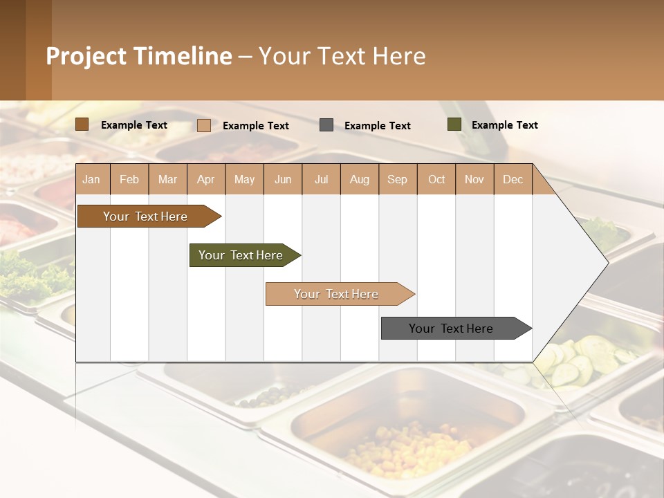 A Buffet Table With Many Trays Of Food PowerPoint Template