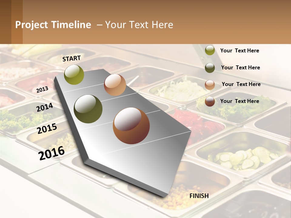 A Buffet Table With Many Trays Of Food PowerPoint Template