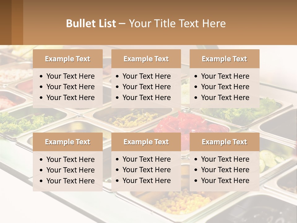 A Buffet Table With Many Trays Of Food PowerPoint Template