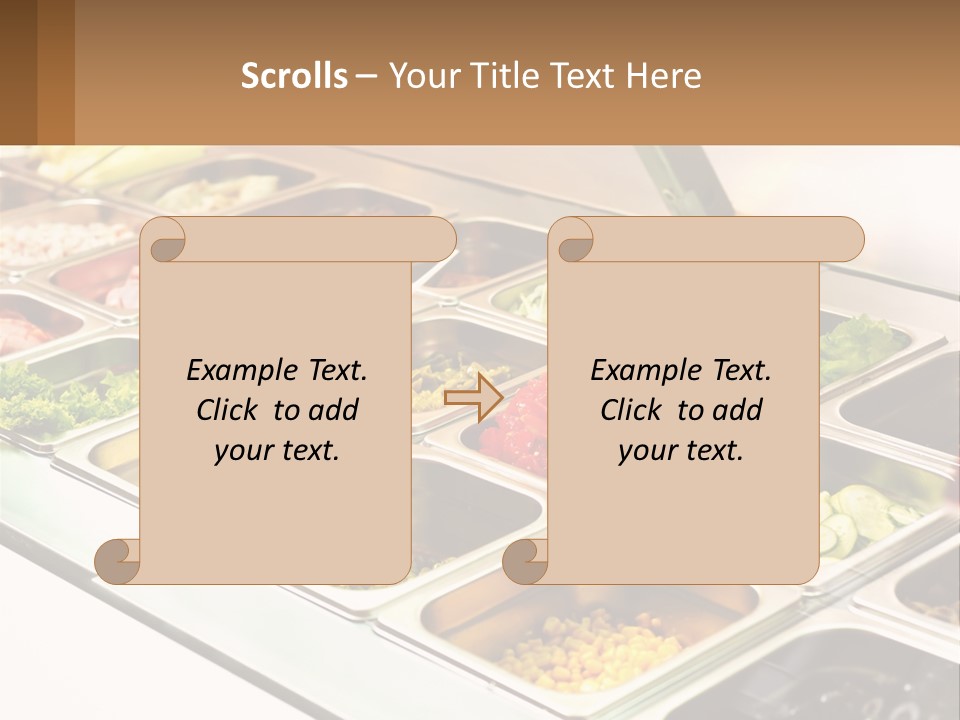 A Buffet Table With Many Trays Of Food PowerPoint Template