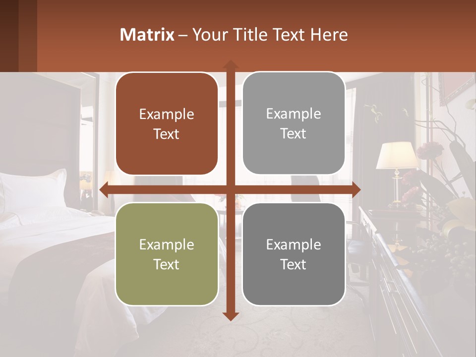 A Bed Room With A Neatly Made Bed And A Chair PowerPoint Template
