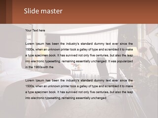 A Bed Room With A Neatly Made Bed And A Chair PowerPoint Template