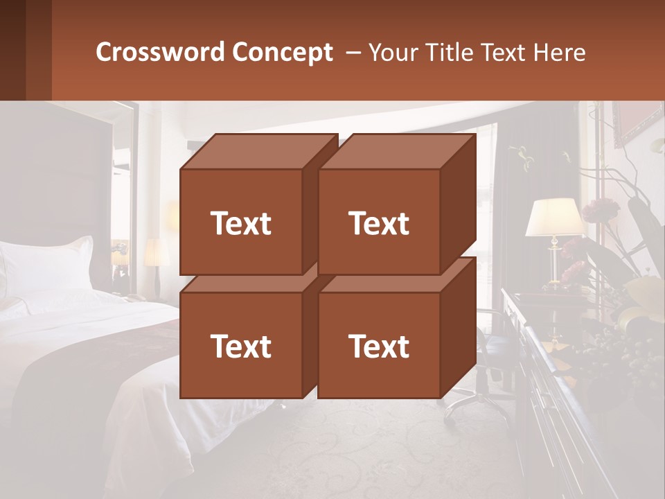 A Bed Room With A Neatly Made Bed And A Chair PowerPoint Template