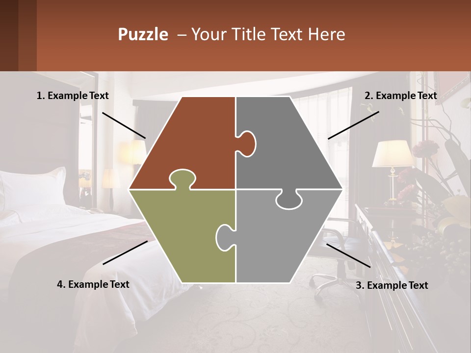 A Bed Room With A Neatly Made Bed And A Chair PowerPoint Template