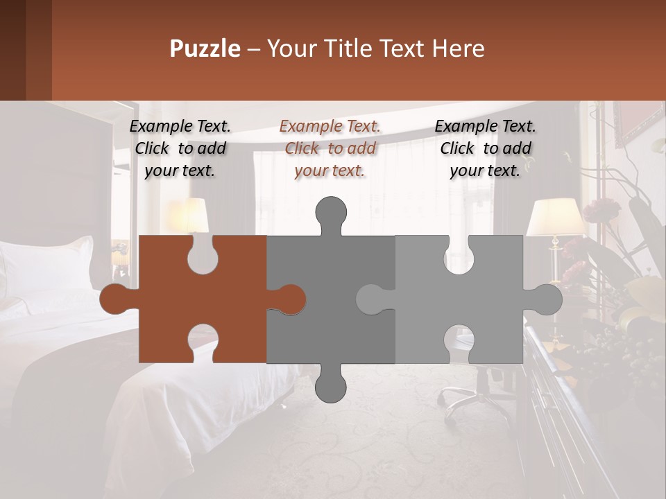 A Bed Room With A Neatly Made Bed And A Chair PowerPoint Template