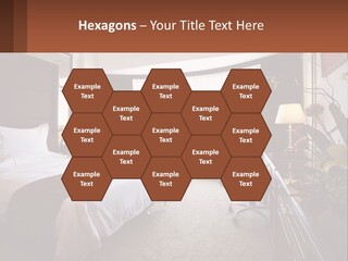 A Bed Room With A Neatly Made Bed And A Chair PowerPoint Template