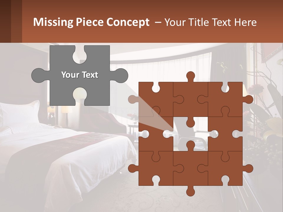 A Bed Room With A Neatly Made Bed And A Chair PowerPoint Template