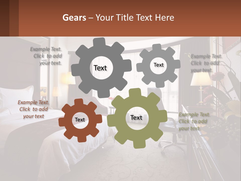 A Bed Room With A Neatly Made Bed And A Chair PowerPoint Template