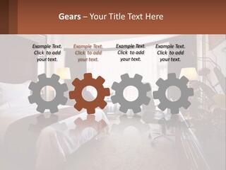 A Bed Room With A Neatly Made Bed And A Chair PowerPoint Template