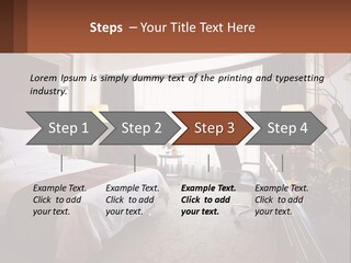 A Bed Room With A Neatly Made Bed And A Chair PowerPoint Template