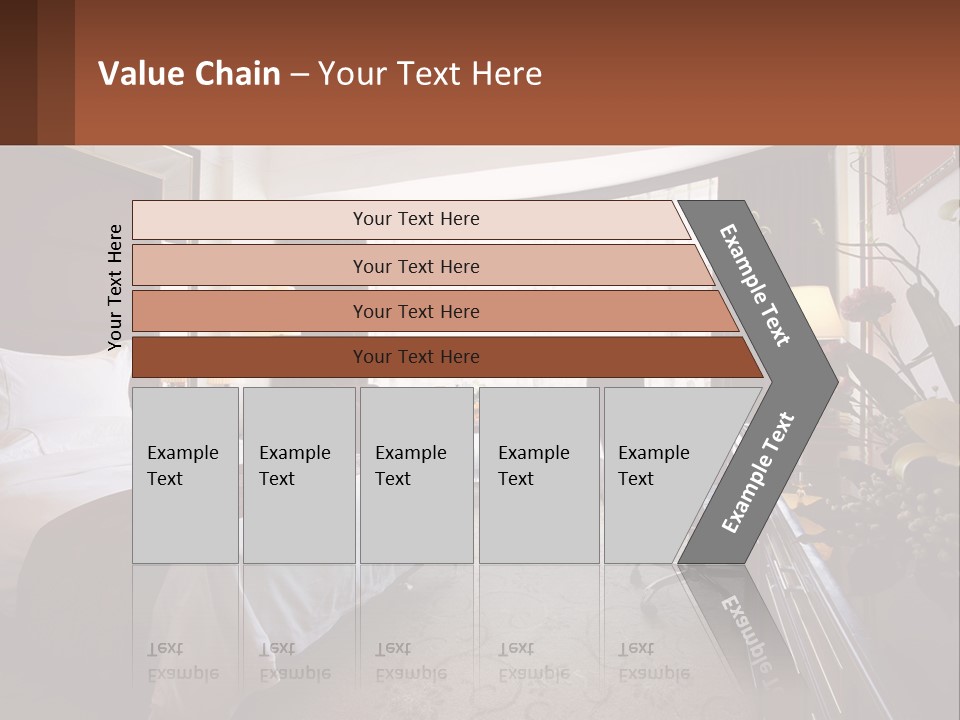 A Bed Room With A Neatly Made Bed And A Chair PowerPoint Template