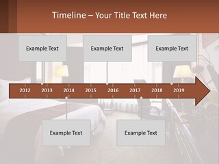 A Bed Room With A Neatly Made Bed And A Chair PowerPoint Template