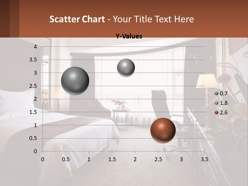 A Bed Room With A Neatly Made Bed And A Chair PowerPoint Template