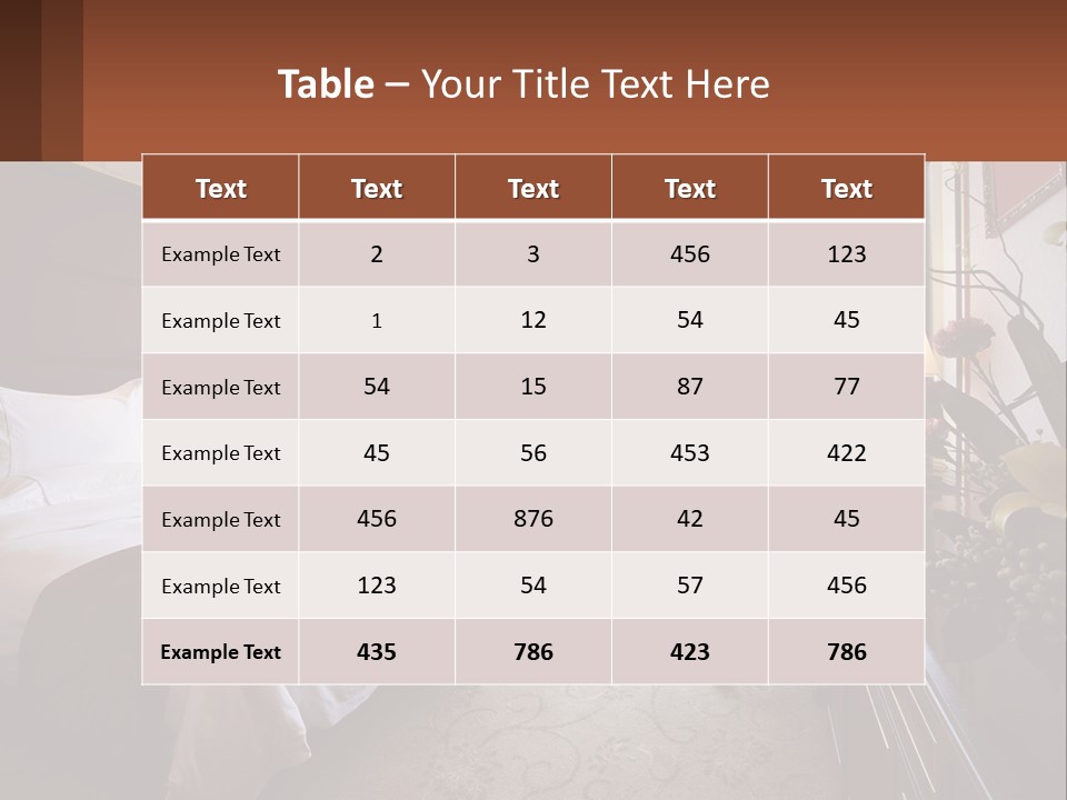 A Bed Room With A Neatly Made Bed And A Chair PowerPoint Template