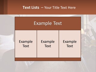 A Bed Room With A Neatly Made Bed And A Chair PowerPoint Template