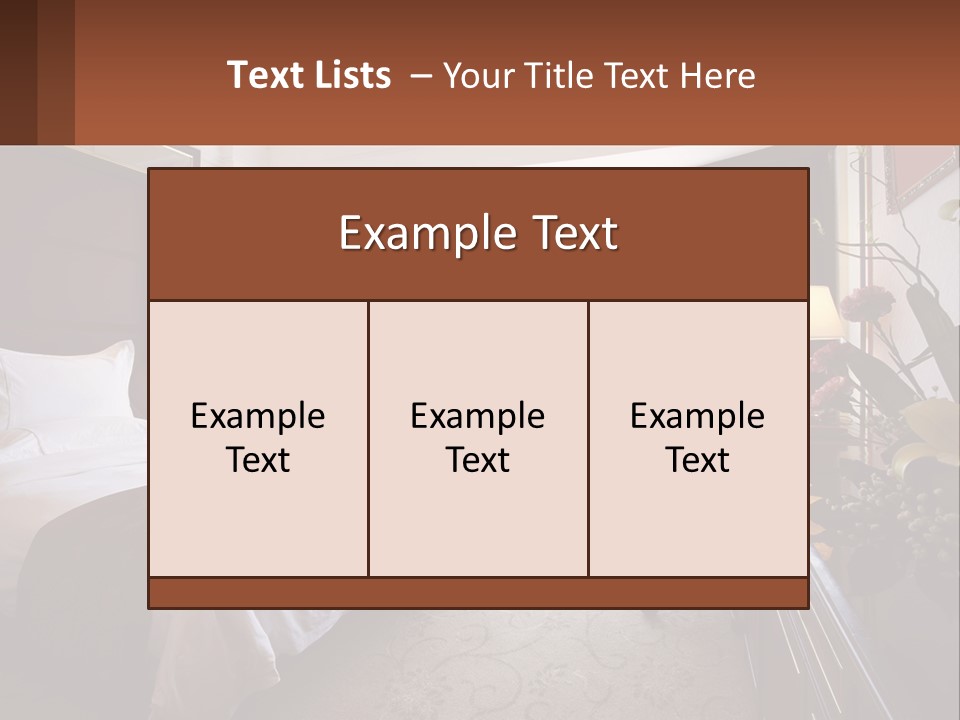 A Bed Room With A Neatly Made Bed And A Chair PowerPoint Template