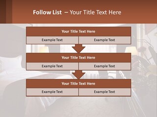 A Bed Room With A Neatly Made Bed And A Chair PowerPoint Template