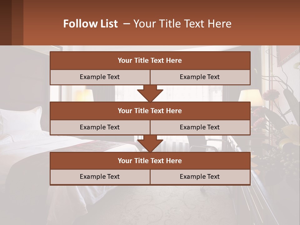 A Bed Room With A Neatly Made Bed And A Chair PowerPoint Template