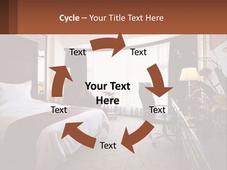 A Bed Room With A Neatly Made Bed And A Chair PowerPoint Template