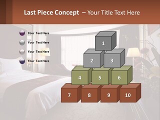 A Bed Room With A Neatly Made Bed And A Chair PowerPoint Template