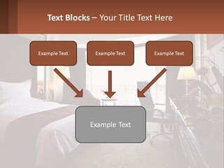 A Bed Room With A Neatly Made Bed And A Chair PowerPoint Template