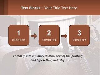 A Bed Room With A Neatly Made Bed And A Chair PowerPoint Template