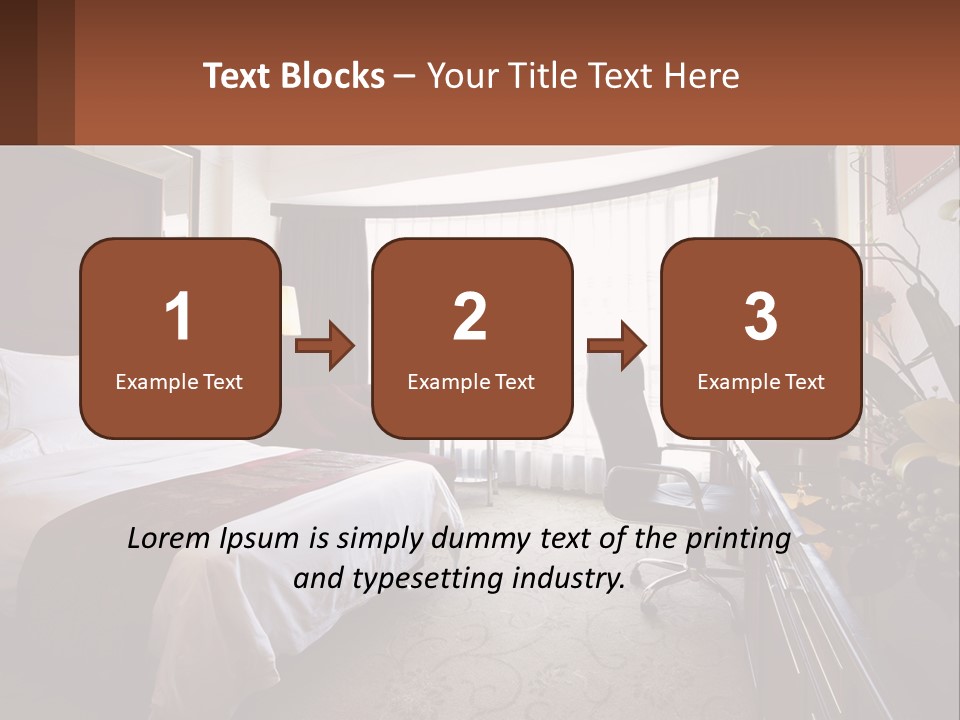 A Bed Room With A Neatly Made Bed And A Chair PowerPoint Template