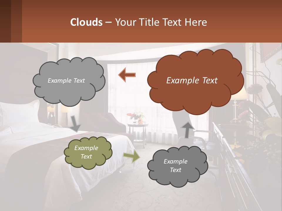 A Bed Room With A Neatly Made Bed And A Chair PowerPoint Template