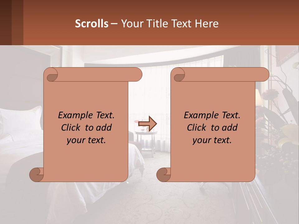 A Bed Room With A Neatly Made Bed And A Chair PowerPoint Template