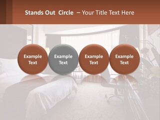 A Bed Room With A Neatly Made Bed And A Chair PowerPoint Template