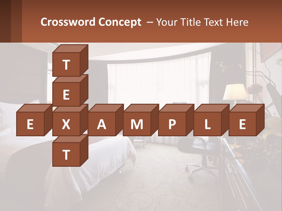 A Bed Room With A Neatly Made Bed And A Chair PowerPoint Template