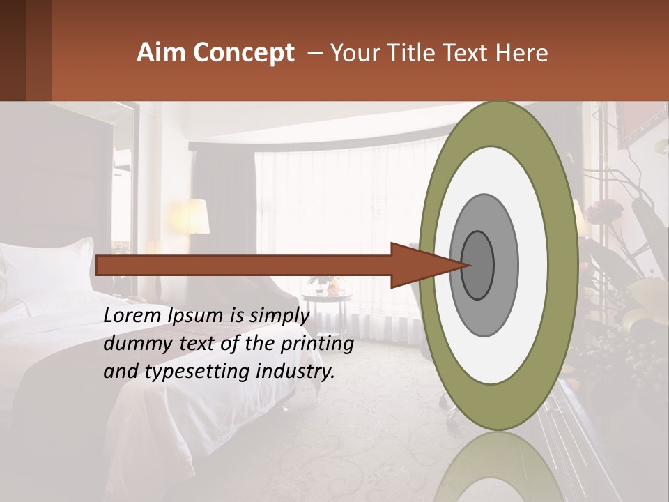 A Bed Room With A Neatly Made Bed And A Chair PowerPoint Template