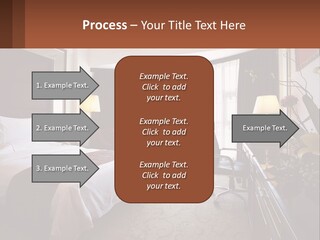 A Bed Room With A Neatly Made Bed And A Chair PowerPoint Template