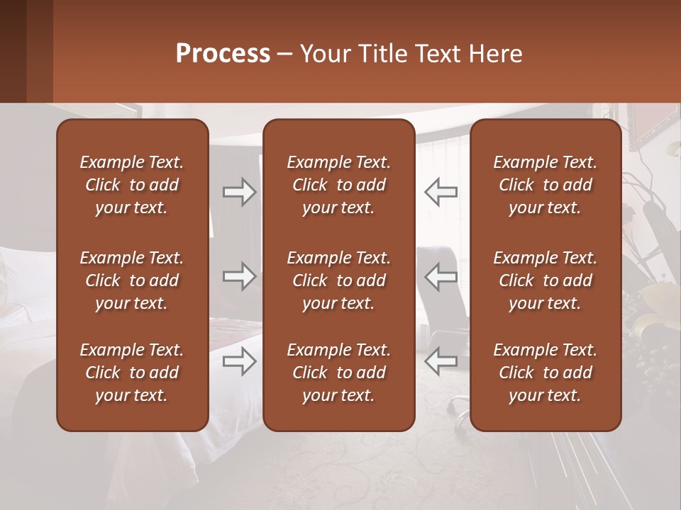 A Bed Room With A Neatly Made Bed And A Chair PowerPoint Template