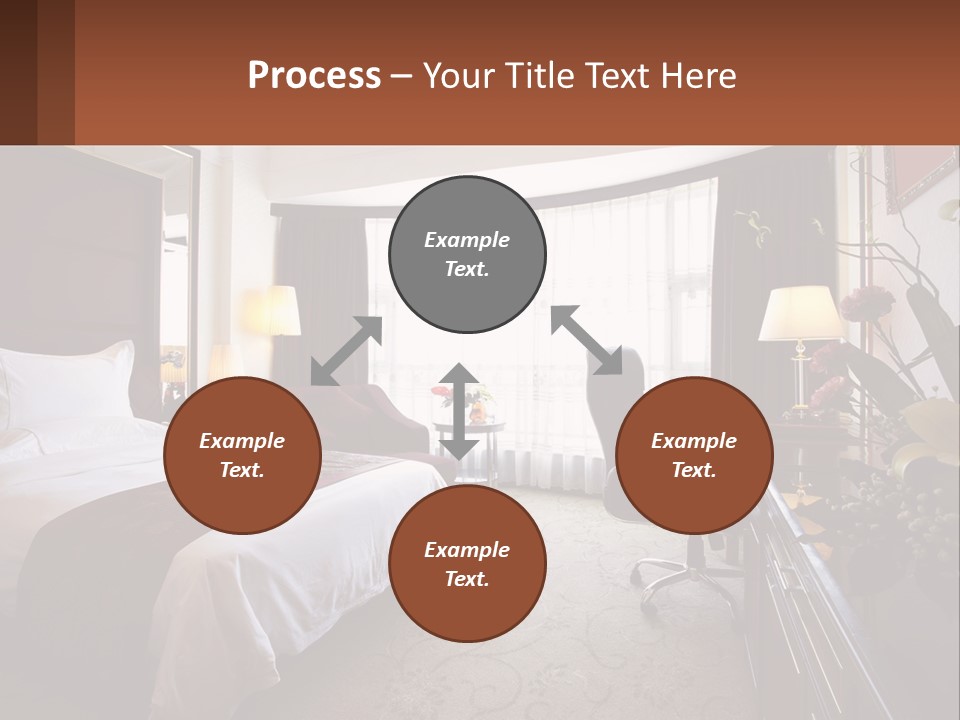 A Bed Room With A Neatly Made Bed And A Chair PowerPoint Template