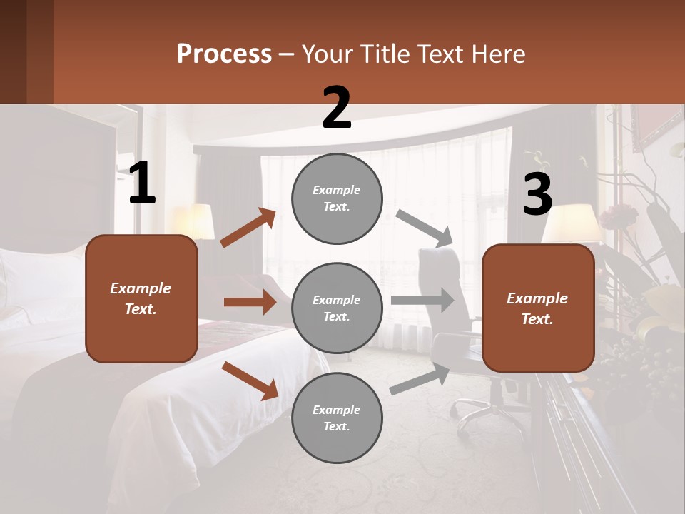 A Bed Room With A Neatly Made Bed And A Chair PowerPoint Template