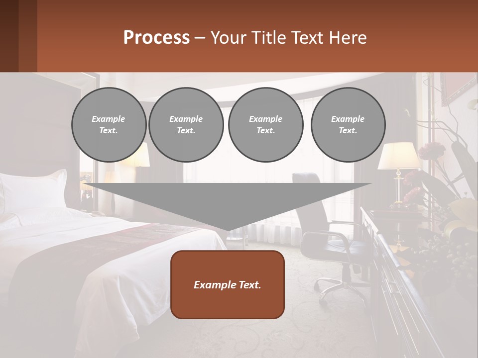 A Bed Room With A Neatly Made Bed And A Chair PowerPoint Template