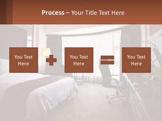 A Bed Room With A Neatly Made Bed And A Chair PowerPoint Template