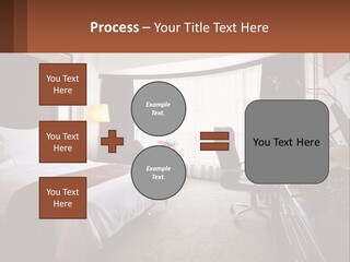 A Bed Room With A Neatly Made Bed And A Chair PowerPoint Template