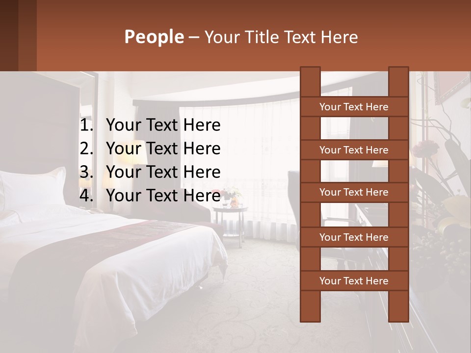 A Bed Room With A Neatly Made Bed And A Chair PowerPoint Template