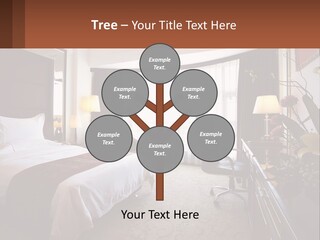 A Bed Room With A Neatly Made Bed And A Chair PowerPoint Template
